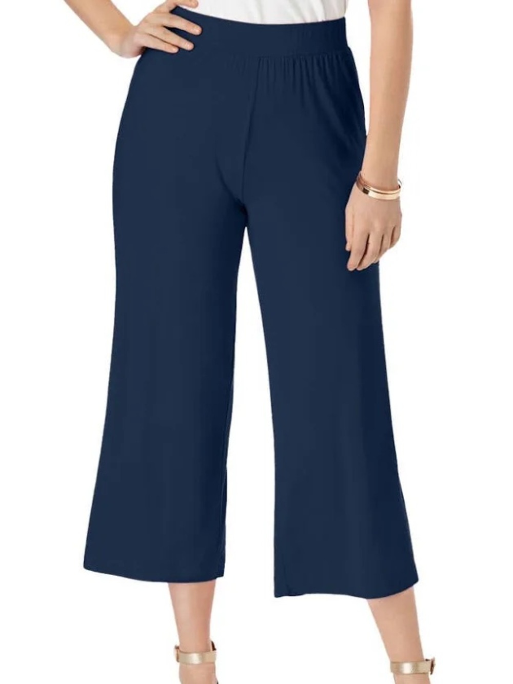 Jessica London: 18P, Wide-Leg Cropped Pants - Navy
